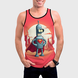 Майка-безрукавка мужская Робот-сгибальщик Бендер супермен - коллаба, цвет: 3D-черный — фото 2