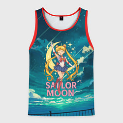 Майка-безрукавка мужская Sailor Moon на фоне неба, цвет: 3D-красный