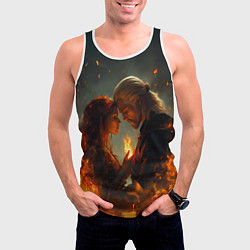 Майка-безрукавка мужская Ведьмак и Трисс огненная стихия, цвет: 3D-белый — фото 2