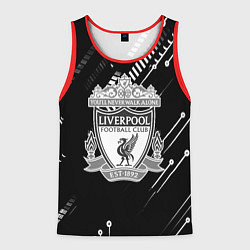 Майка-безрукавка мужская Liverpool геометрия черно белая, цвет: 3D-красный