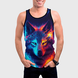 Майка-безрукавка мужская Волк льда и пламени, цвет: 3D-черный — фото 2