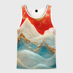 Майка-безрукавка мужская Японская природа, цвет: 3D-белый