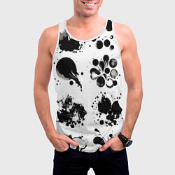 Майка-безрукавка мужская Чёрно-белые кляксы - абстракция, цвет: 3D-белый — фото 2