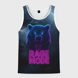 Майка-безрукавка мужская Rage mode злой медведь, цвет: 3D-белый