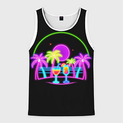 Майка-безрукавка мужская Neon tropical, цвет: 3D-белый