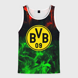 Майка-безрукавка мужская Borussia красно зеленый огонь, цвет: 3D-белый