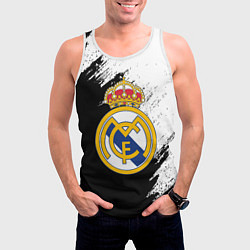 Майка-безрукавка мужская Real Madrid текстура штрихи, цвет: 3D-белый — фото 2