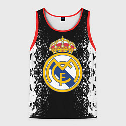 Майка-безрукавка мужская Реал Мадрид текстура краски, цвет: 3D-красный