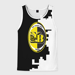 Майка-безрукавка мужская Янг Бойз черно белая геометрия, цвет: 3D-белый