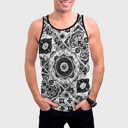 Майка-безрукавка мужская Узоры калейдоскопа черно-белые, цвет: 3D-черный — фото 2