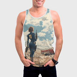 Майка-безрукавка мужская Fallout девушка в пустоши, цвет: 3D-белый — фото 2