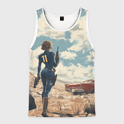 Майка-безрукавка мужская Fallout девушка в пустоши, цвет: 3D-белый