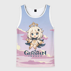 Майка-безрукавка мужская Genshin Impact чиби Паймон, цвет: 3D-белый