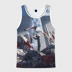 Мужская майка без рукавов Denji in city Chainsaw man