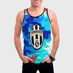 Майка-безрукавка мужская Ювентус абстрактные краски, цвет: 3D-черный — фото 2