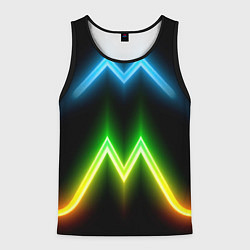 Майка-безрукавка мужская Neon multicolored lines, цвет: 3D-черный