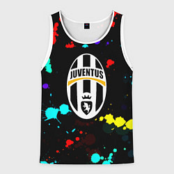 Мужская майка без рукавов Ювентус брызги красок неон