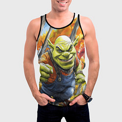 Майка-безрукавка мужская Шрек в осеннем лесу, цвет: 3D-черный — фото 2