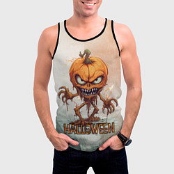 Майка-безрукавка мужская Тыква монстр, цвет: 3D-черный — фото 2