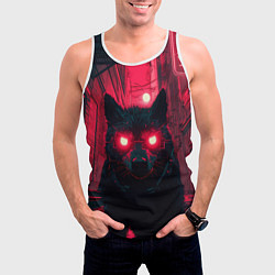 Майка-безрукавка мужская Лиса киберпанк, цвет: 3D-белый — фото 2