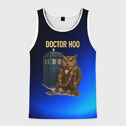 Майка-безрукавка мужская Doctor Hoo сова у телефонной будки, цвет: 3D-белый