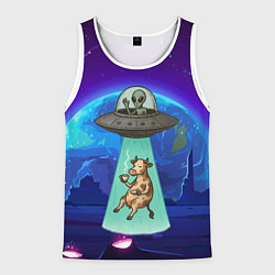 Мужская майка без рукавов Инопланетяне похищают корову