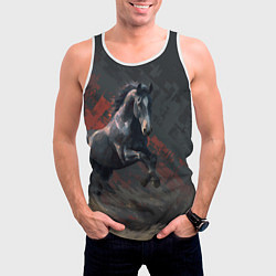 Майка-безрукавка мужская Лошадь в прыжке, цвет: 3D-белый — фото 2