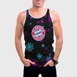 Майка-безрукавка мужская Бавария Мюнхен неоновые снежинки, цвет: 3D-белый — фото 2