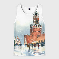 Майка-безрукавка мужская Новогодний Кремль, цвет: 3D-белый