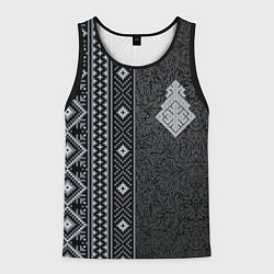 Майка-безрукавка мужская Славянский орнамент с оберегом макошь, цвет: 3D-черный