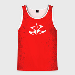 Мужская майка без рукавов Белая эмблема hitman на красном