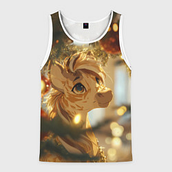 Мужская майка без рукавов Лошадка любуется елочным шаром