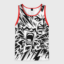 Майка-безрукавка мужская Свирепые лица и молнии - нейроарт, цвет: 3D-красный