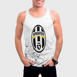 Майка-безрукавка мужская Ювентус черные краски всплеск, цвет: 3D-белый — фото 2