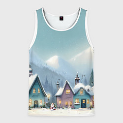 Мужская майка без рукавов Новогодние дома