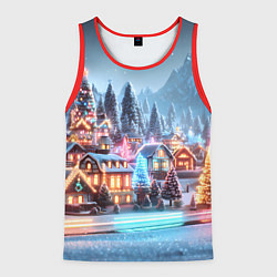 Мужская майка без рукавов Городок в новогодних огоньках