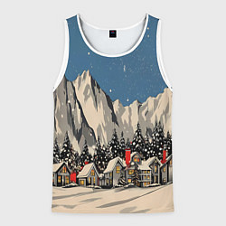 Мужская майка без рукавов Небольшой новогодний город в горах