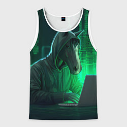 Мужская майка без рукавов Конь хакер