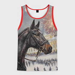 Мужская майка без рукавов Конь на фоне салюта
