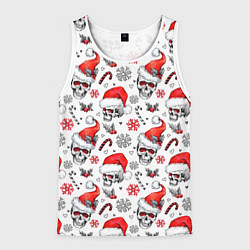 Майка-безрукавка мужская Новогодние черепа, цвет: 3D-белый