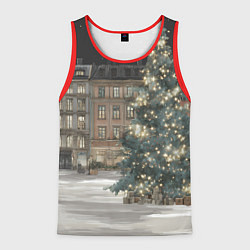 Мужская майка без рукавов Елка во дворе