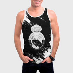 Майка-безрукавка мужская Реал Мадрид черно белые краски, цвет: 3D-белый — фото 2