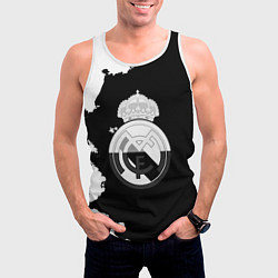 Майка-безрукавка мужская Реал Мадрид черно белые краски, цвет: 3D-белый — фото 2