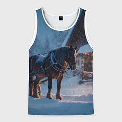Мужская майка без рукавов Лошадь у избы