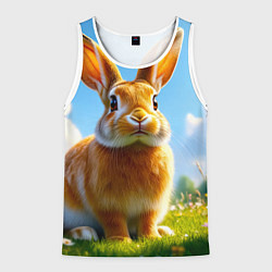 Мужская майка без рукавов Солнечный кролик на лугу