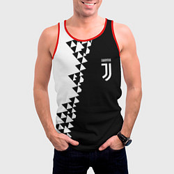 Майка-безрукавка мужская Juventus черно белая геометрия текстура, цвет: 3D-красный — фото 2