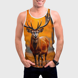 Майка-безрукавка мужская Осенний лес с оленем, цвет: 3D-белый — фото 2