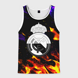 Мужская майка без рукавов Реал Мадрид огонь текстура