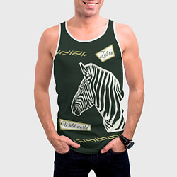 Майка-безрукавка мужская Зебра-коллаж, цвет: 3D-белый — фото 2