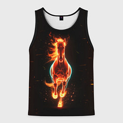 Мужская майка без рукавов Огненная лошадь из темноты